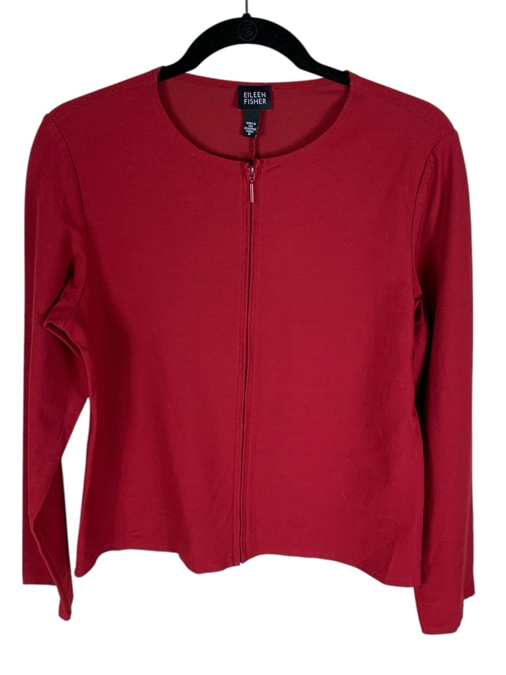 Women's Eileen Fisher Red Long Sleeve Full Zip Lightweight Jacket Size M